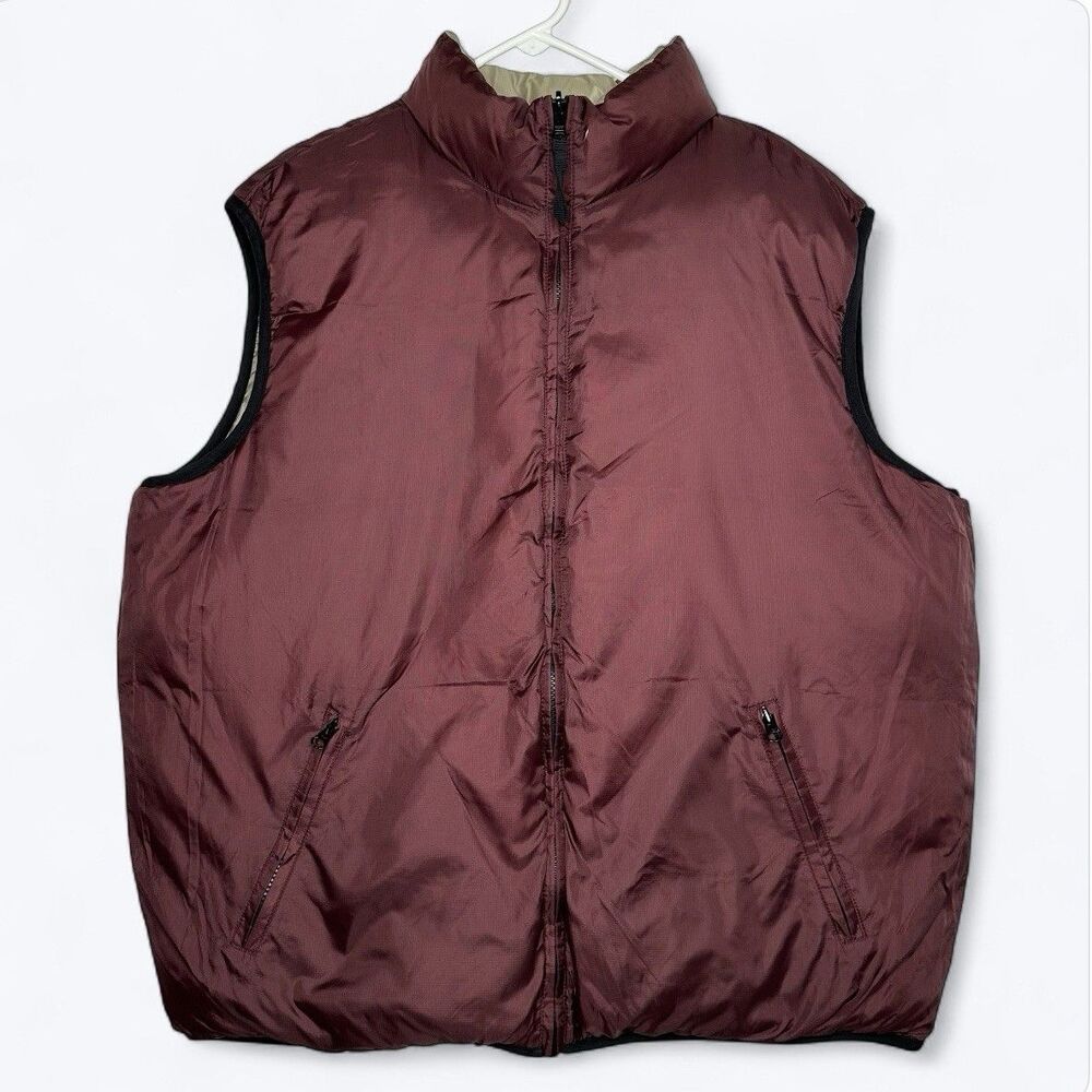Y2k Vintage Old Navy Reversible Down Puffer Vest Size XL Brown Maroon Gorpcore